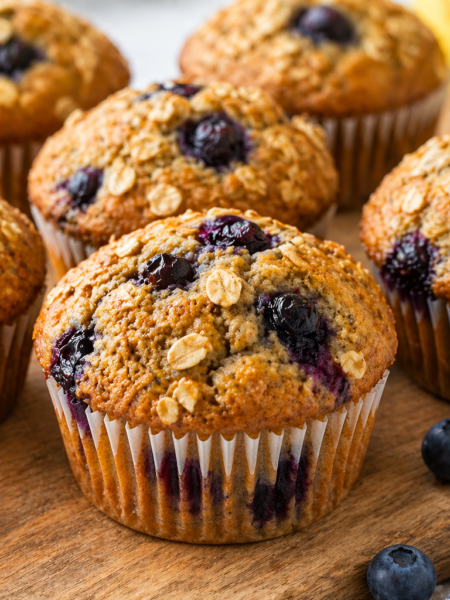 banana blueberry oatmeal muffins