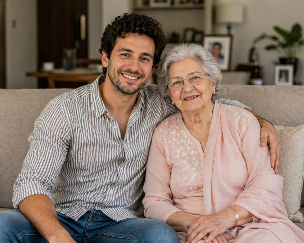 Adam with his mom